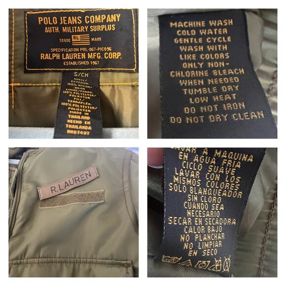 VTG Ralph Lauren Polo 67 Jeans Co. Military Surplus Green Jacket Men Size S - Picture 8 of 12
